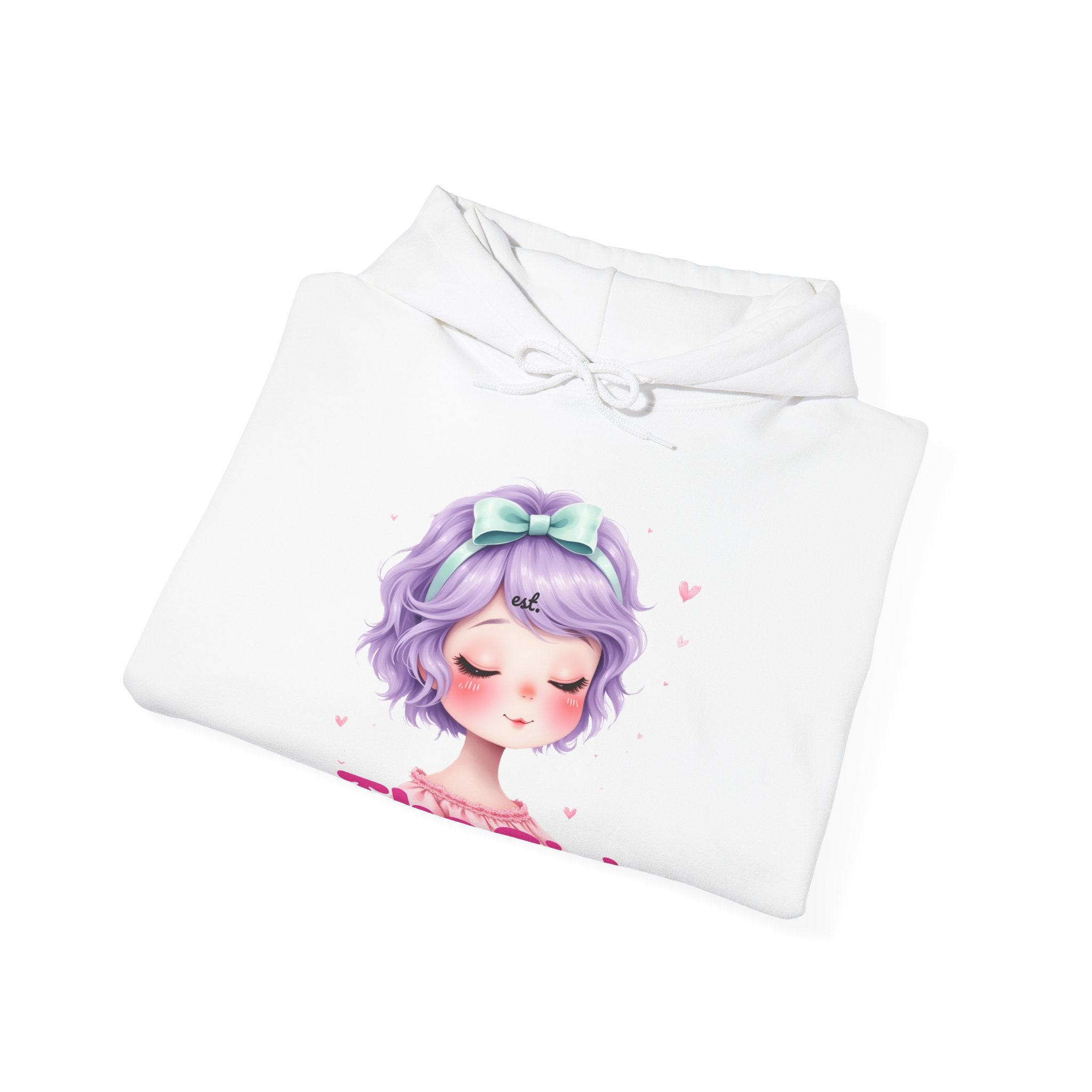 Pastel Purple Anime Girl The Girl Hoodie | Cute Kawaii Portrait, Pink Typography