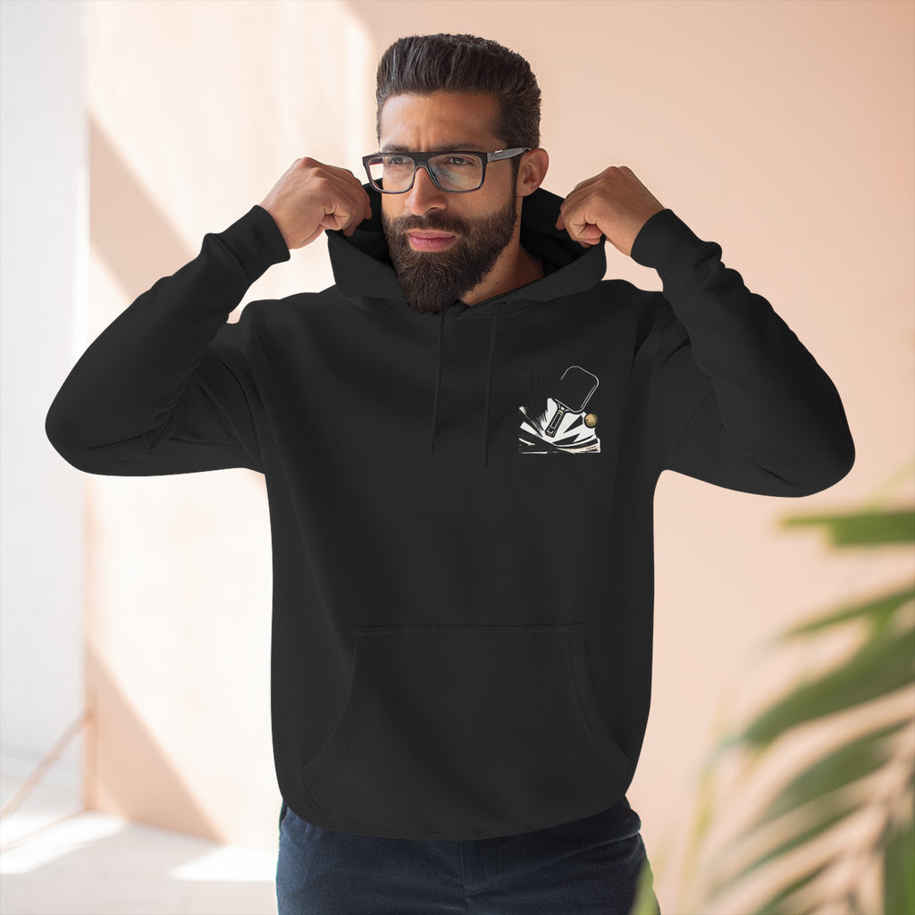 Pickleball Player Block Print Hoodie | Retro Sports Graphic