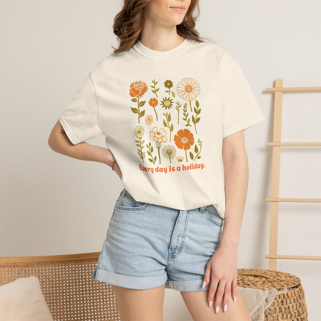 Floral "Every Day Is a Holiday" T-Shirt
