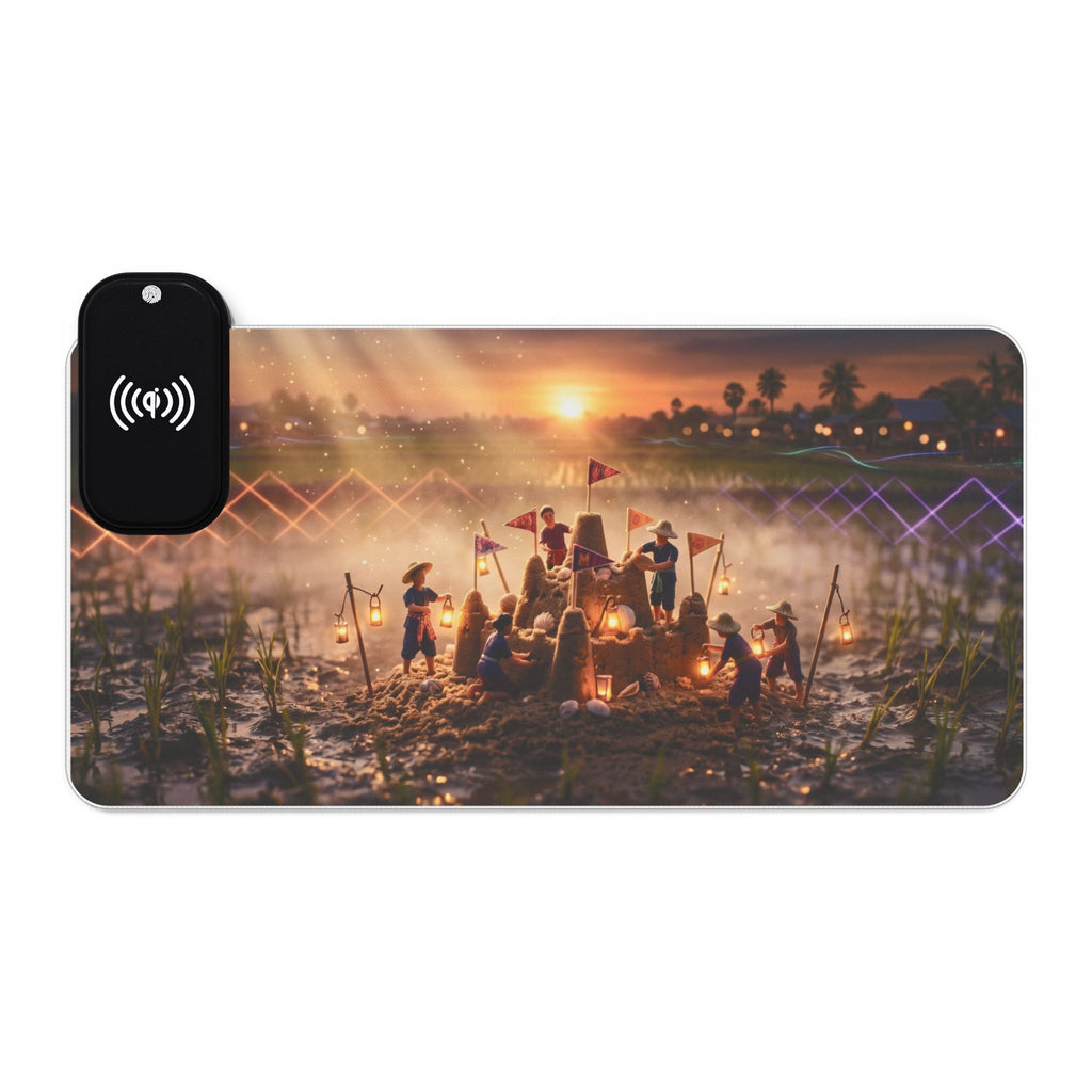 LED Wireless Charging Gaming Mouse Pad — Sunset Battlefield RGB Desk Mat