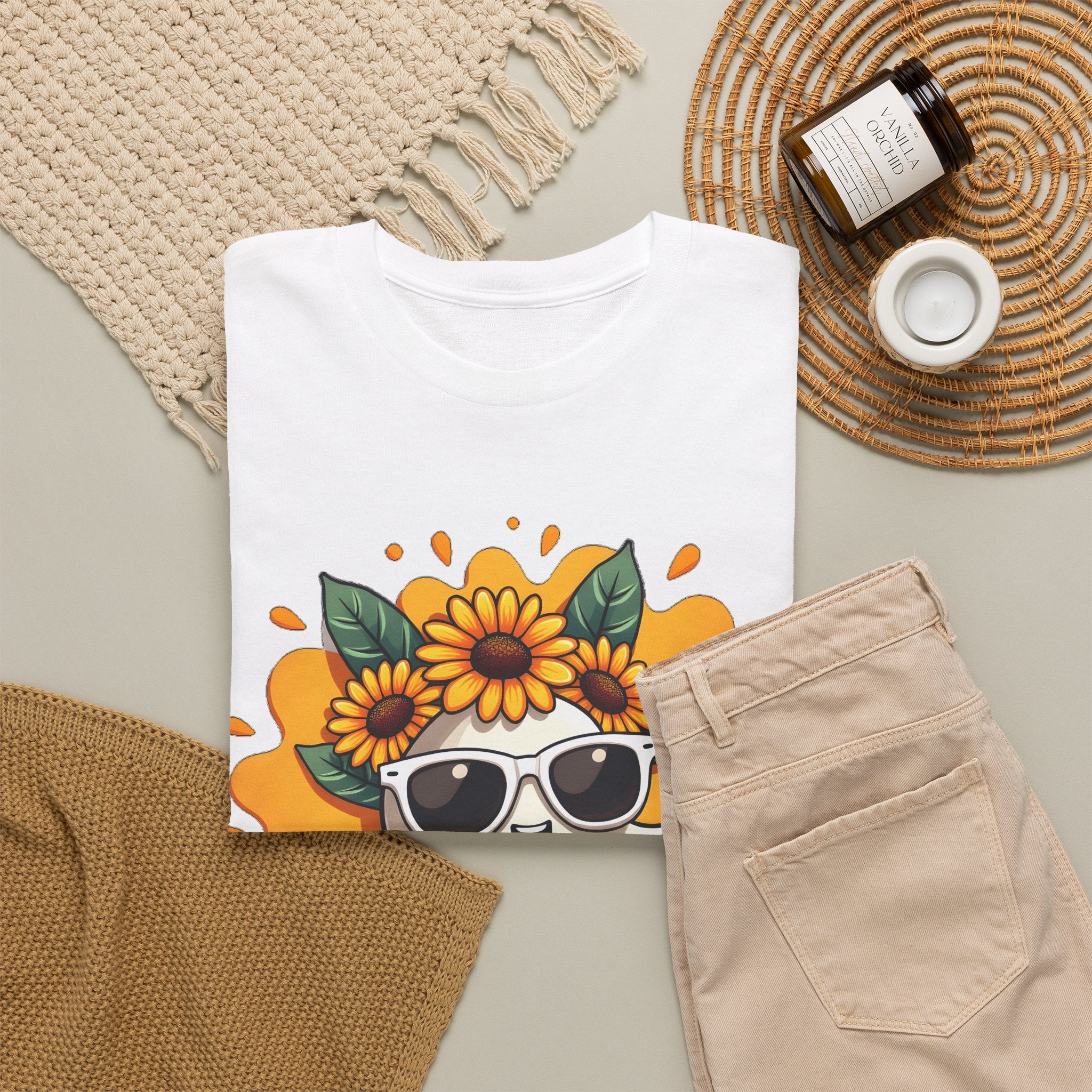 Sunflower Ghost Tee | Cute Ghost with Sunglasses Fall Halloween Shirt