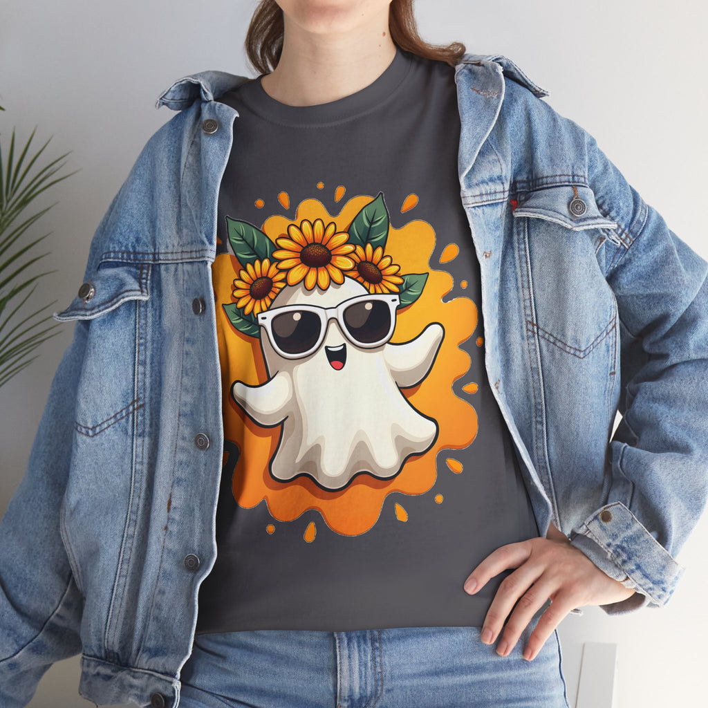 Sunflower Ghost Tee | Cute Ghost with Sunglasses Fall Halloween Shirt