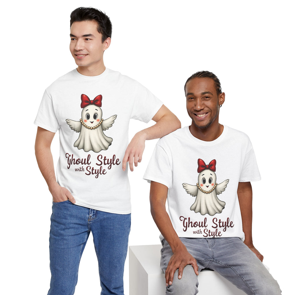 Ghoul Style Ghost Tee | Cute Ghost with Red Bow Halloween Shirt