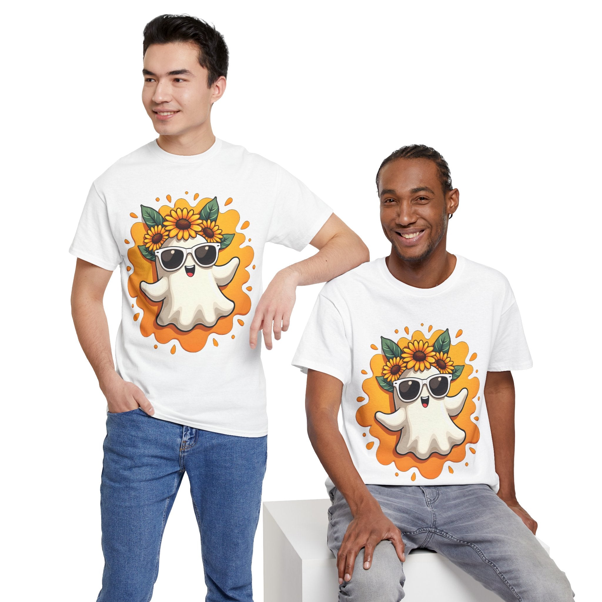 Sunflower Ghost Tee | Cute Ghost with Sunglasses Fall Halloween Shirt