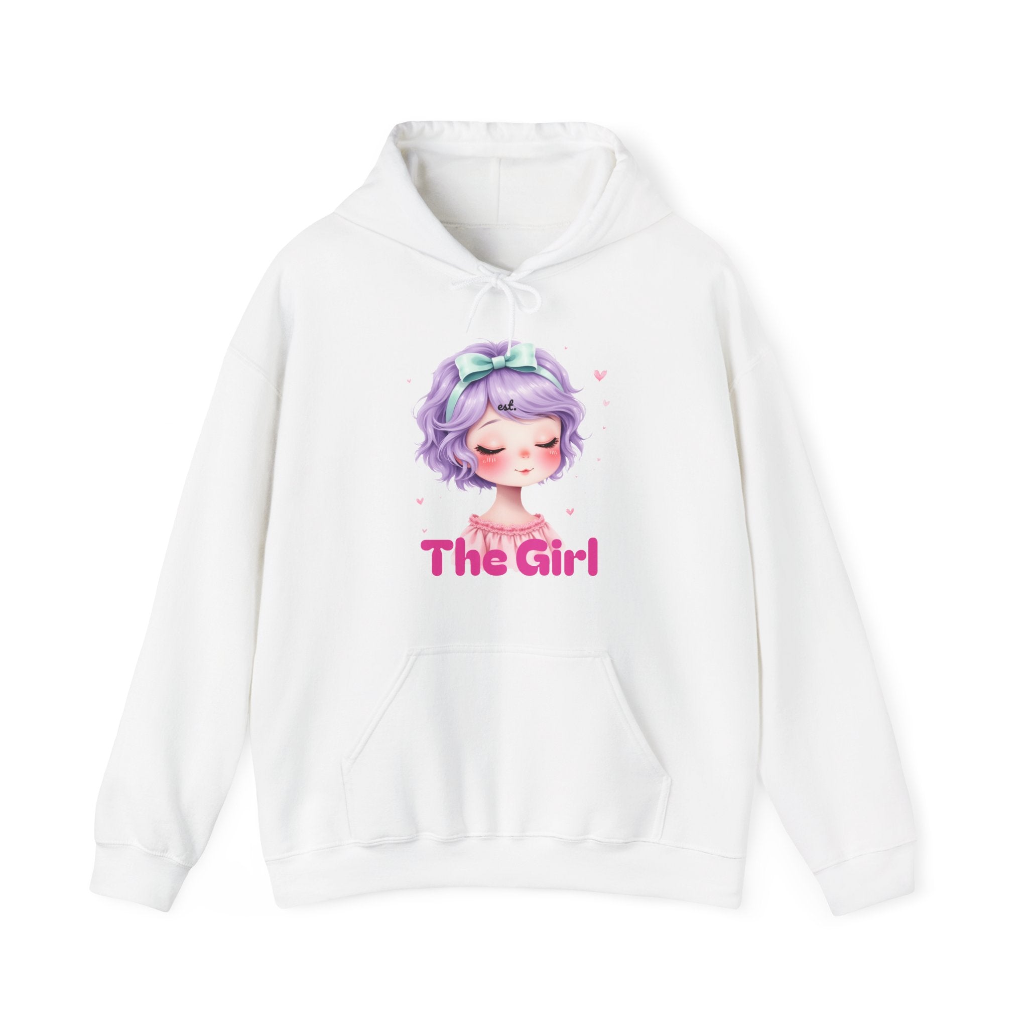 Pastel Purple Anime Girl The Girl Hoodie | Cute Kawaii Portrait, Pink Typography