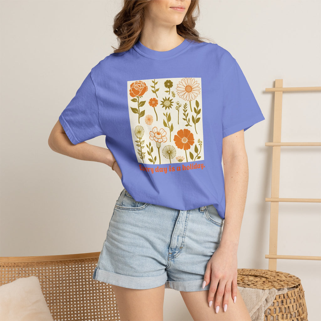 Floral "Every Day Is a Holiday" T-Shirt