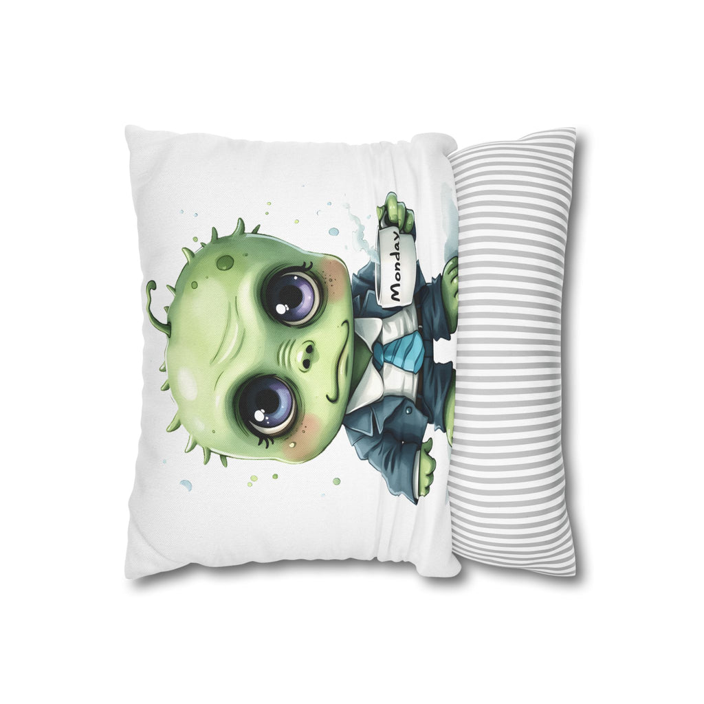 Cute Monday Monster Pillowcase — Office Zombie with 'Monday' Coffee Mug