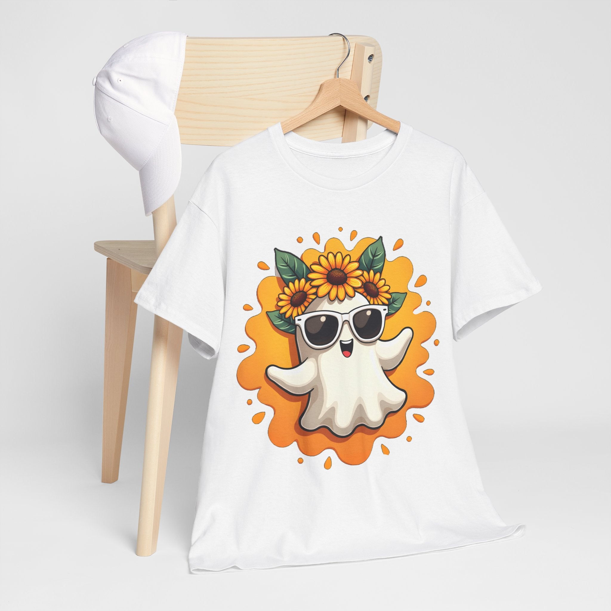 Sunflower Ghost Tee | Cute Ghost with Sunglasses Fall Halloween Shirt