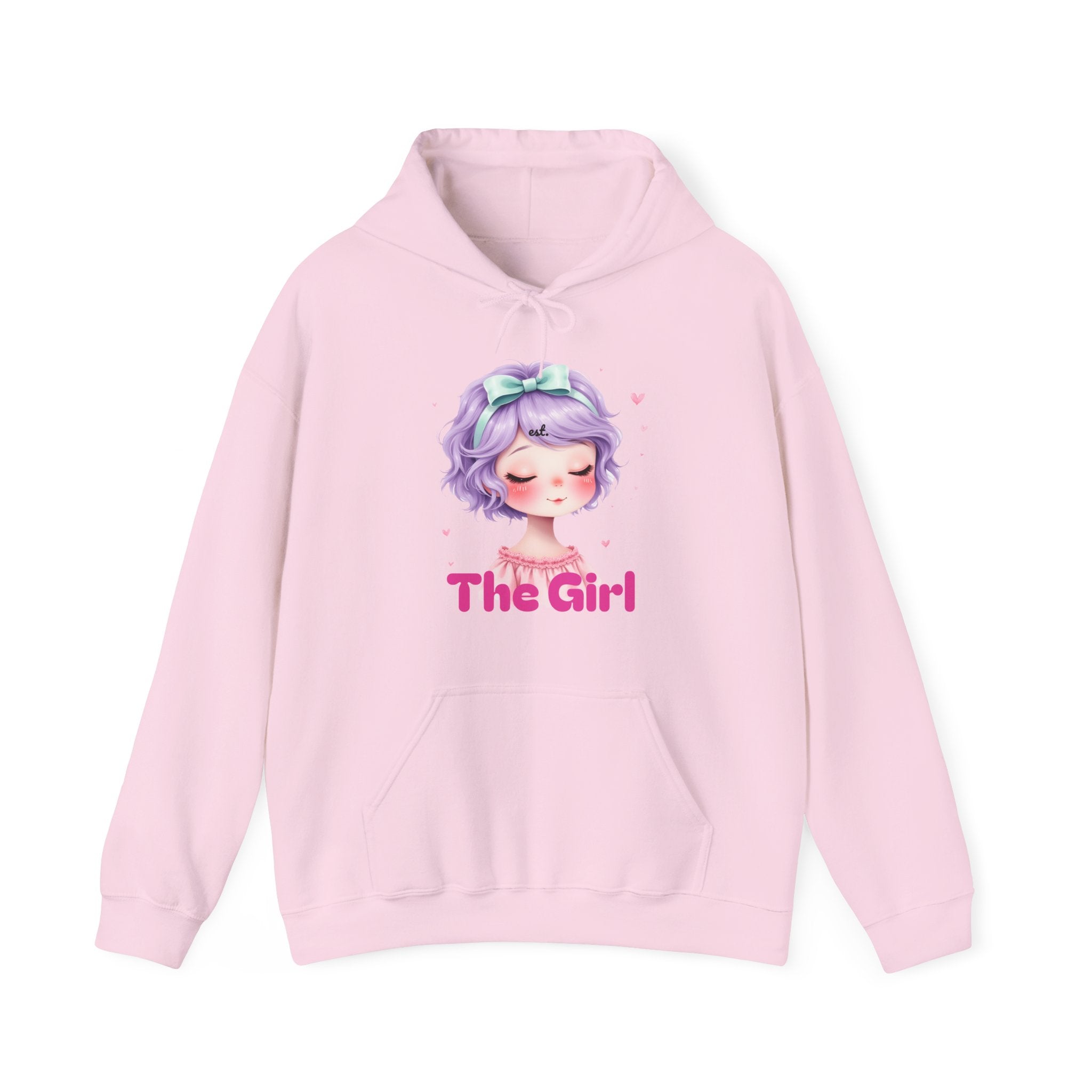 Pastel Purple Anime Girl The Girl Hoodie | Cute Kawaii Portrait, Pink Typography