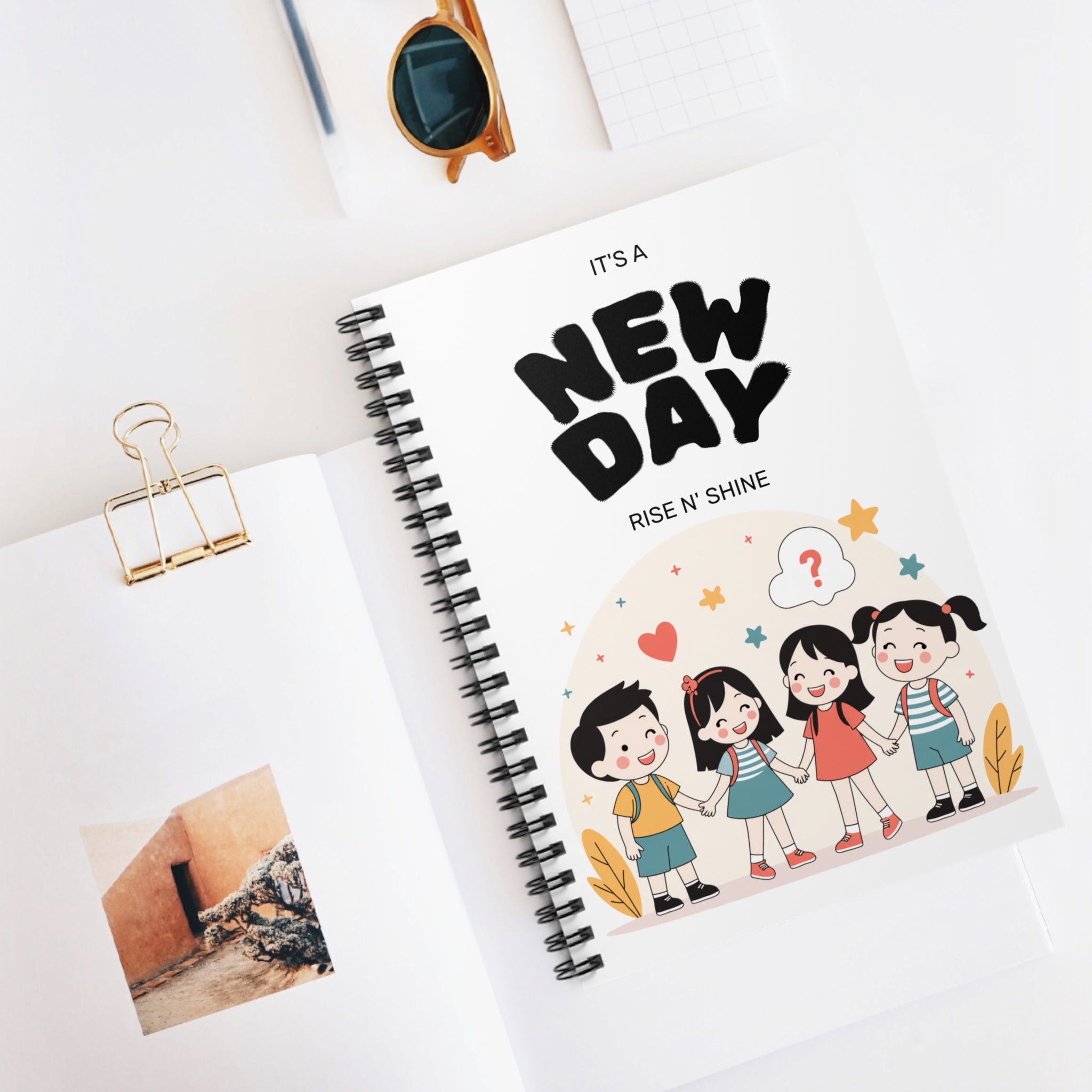 It's A New Day kids illustration Spiral Notebook | Ruled Journal