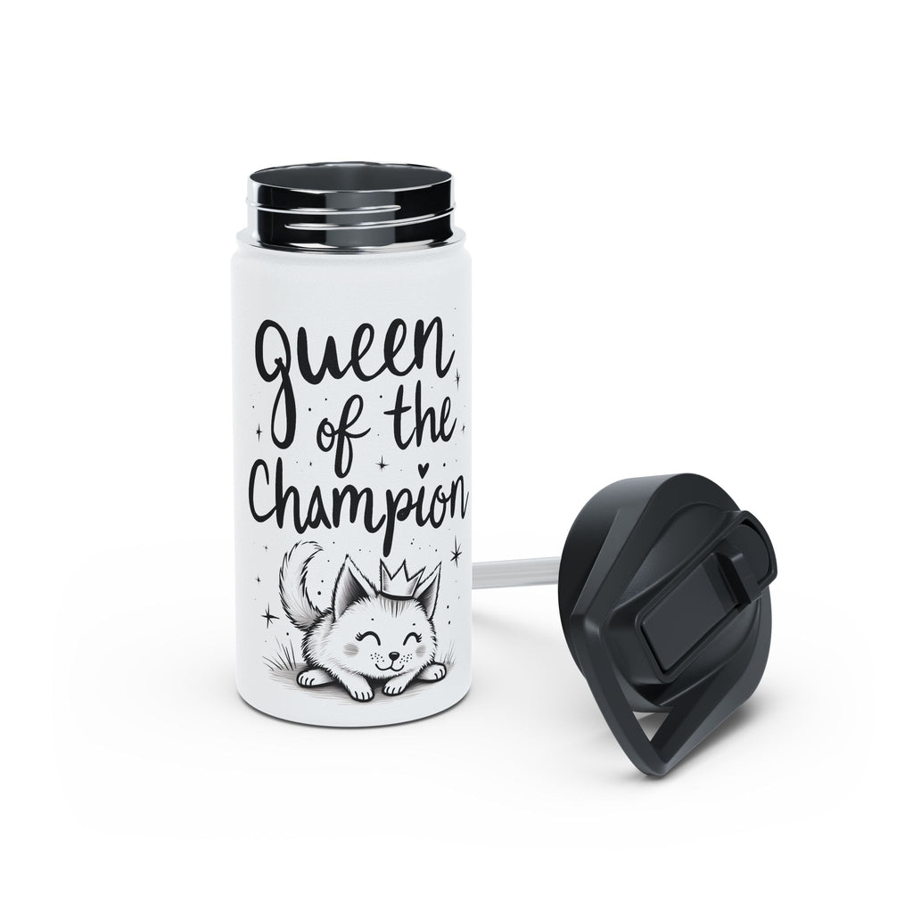 Queen of the Champion water bottle | stainless steel tumbler, cute cat crown design