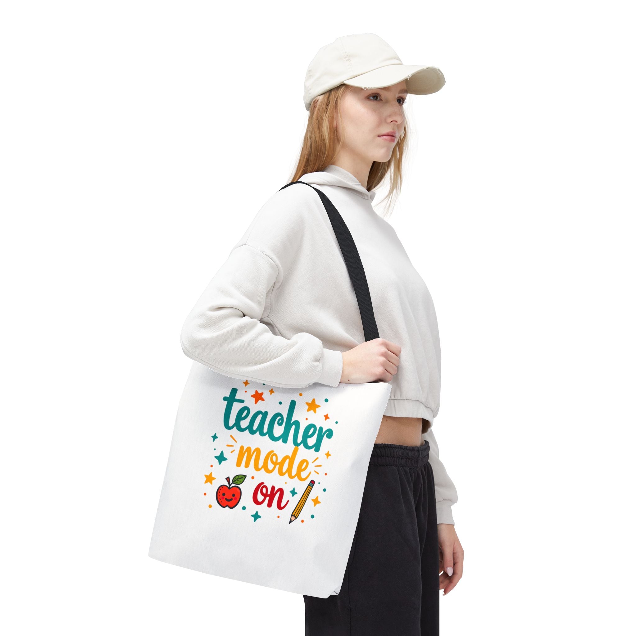 Teacher Mode On tote bag | teacher apple pencil design