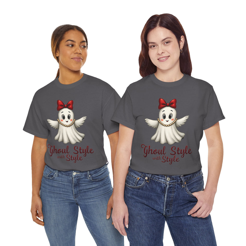 Ghoul Style Ghost Tee | Cute Ghost with Red Bow Halloween Shirt