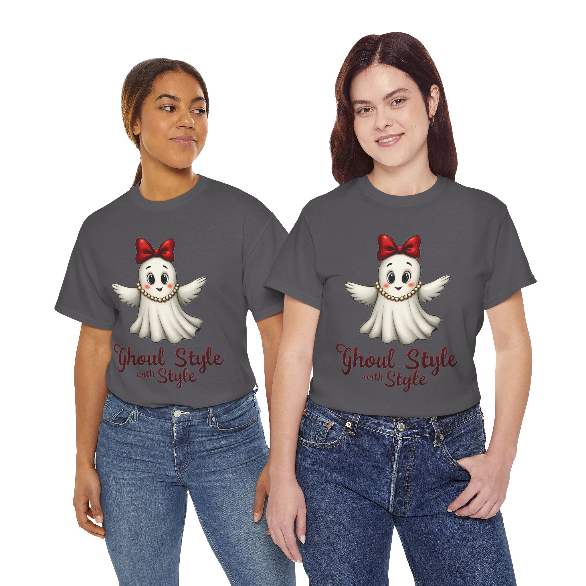 Ghoul Style Ghost Tee | Cute Ghost with Red Bow Halloween Shirt