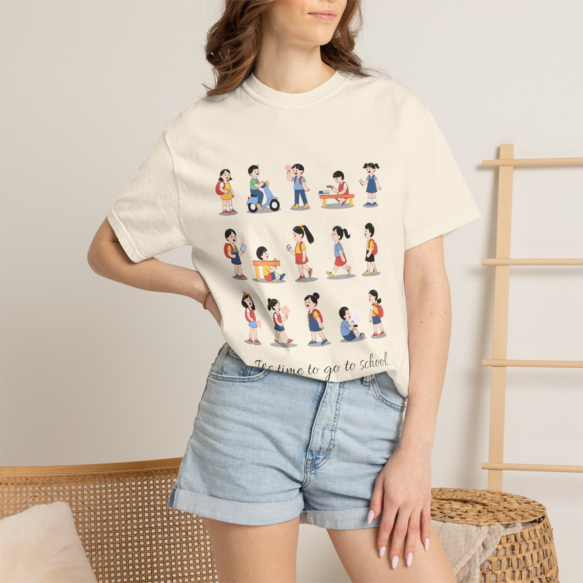School Kids Illustration T-Shirt | Back to School, Cute Children Characters
