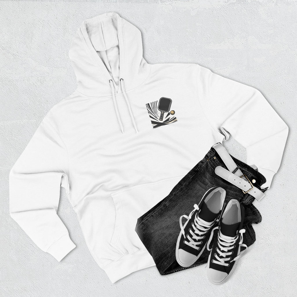 Pickleball Player Block Print Hoodie | Retro Sports Graphic