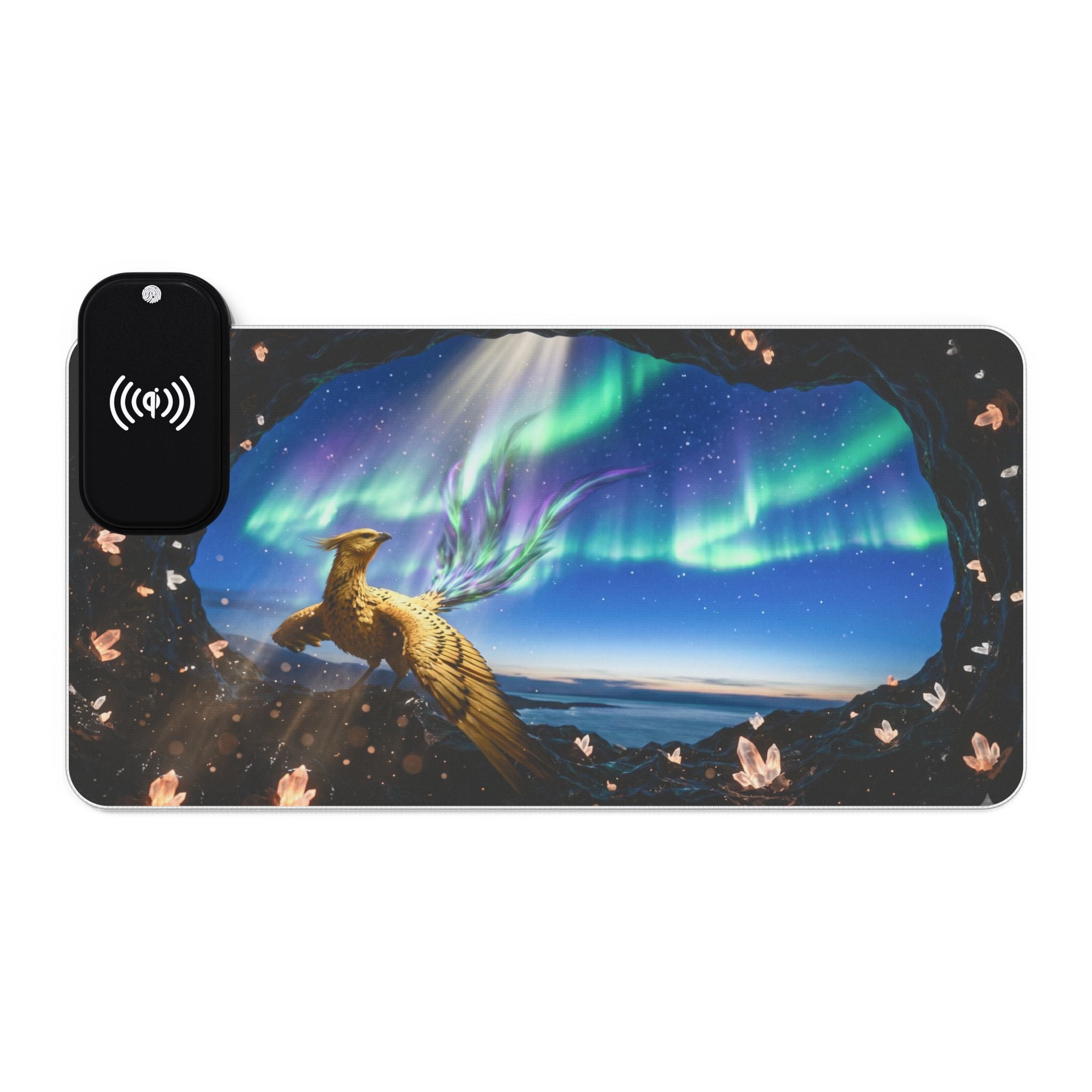 LED Wireless Charging Gaming Mouse Pad — Sunset Battlefield RGB Desk Mat ฺBird2