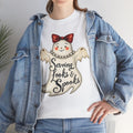 Serving Looks & Spooks Tee | Cute Ghost with Bow, Halloween Shirt