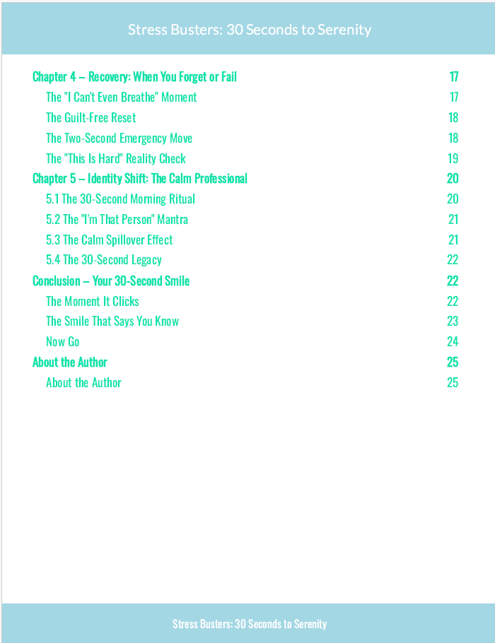 Stress Busters: 30 Seconds to Serenity eBook | | Self-Care Digital Book | Wellness & Relaxation | Instant Download PDF