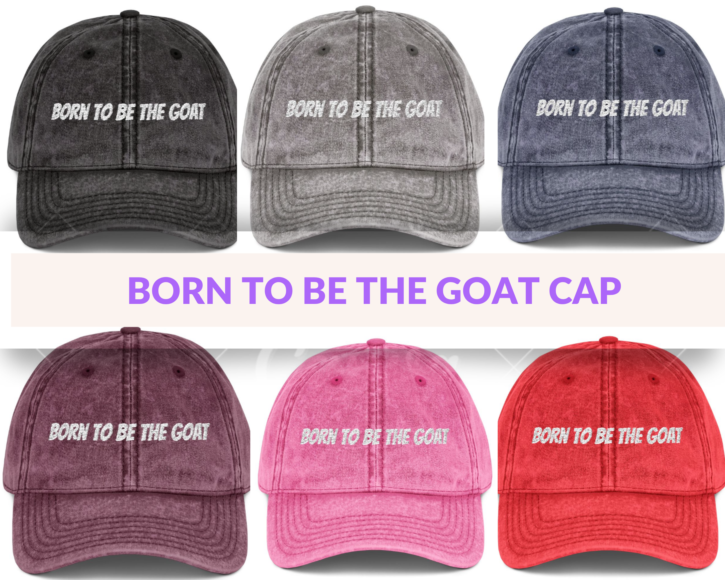 Born To Be The GOAT Cap | Vintage Embroidered Hat