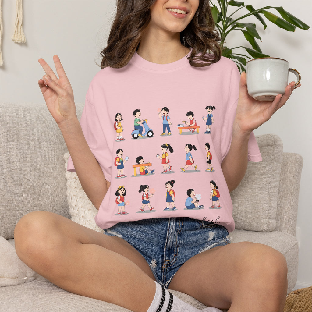 School Kids Illustration T-Shirt | Back to School, Cute Children Characters