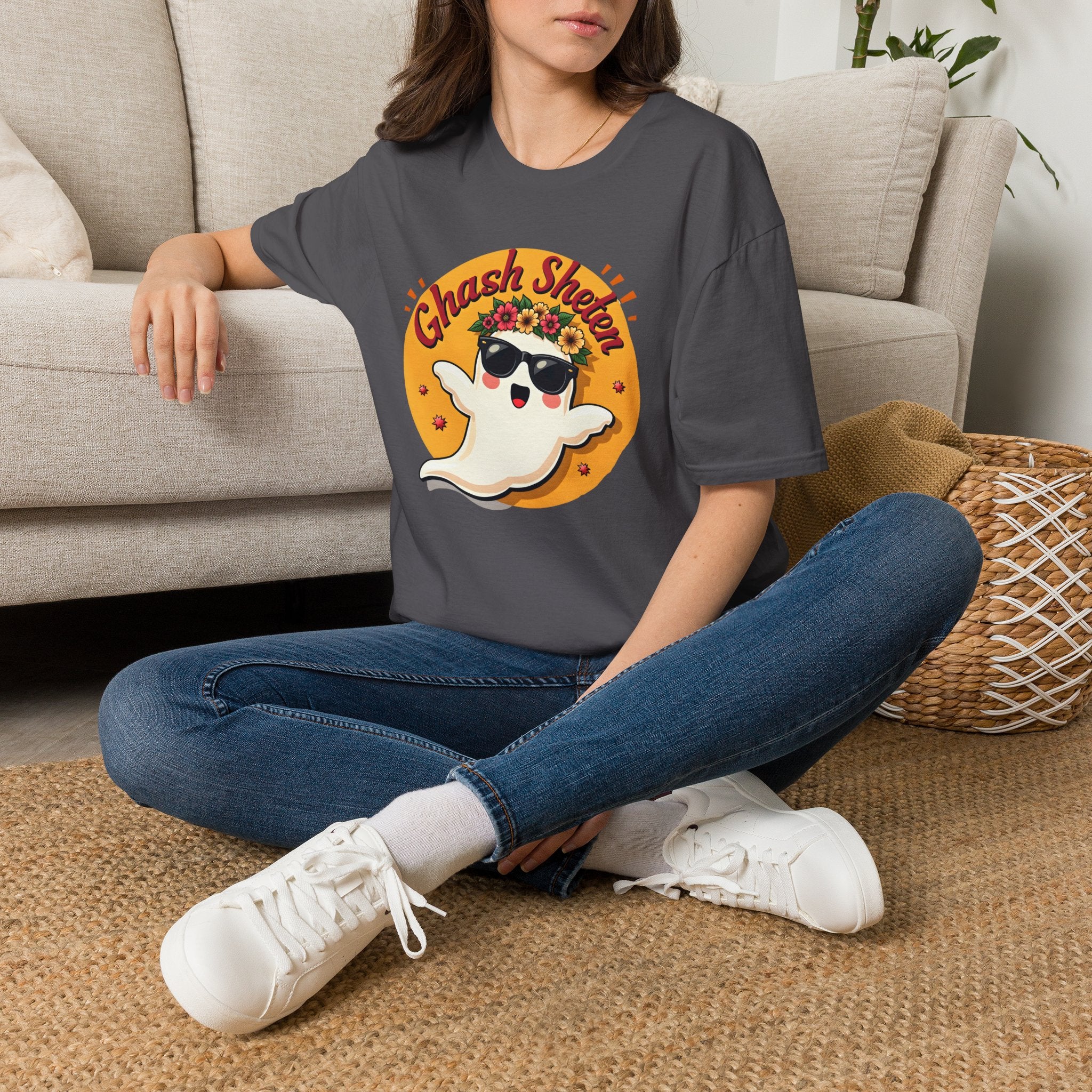 Ghash Sheten Ghost with Flower Crown T-Shirt | Cute Halloween Tee