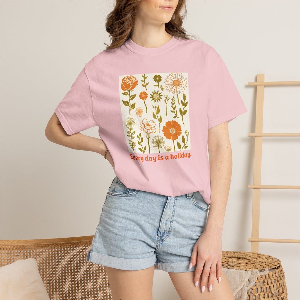 Floral "Every Day Is a Holiday" T-Shirt