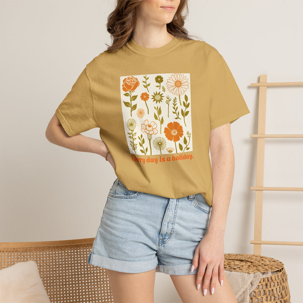 Floral "Every Day Is a Holiday" T-Shirt