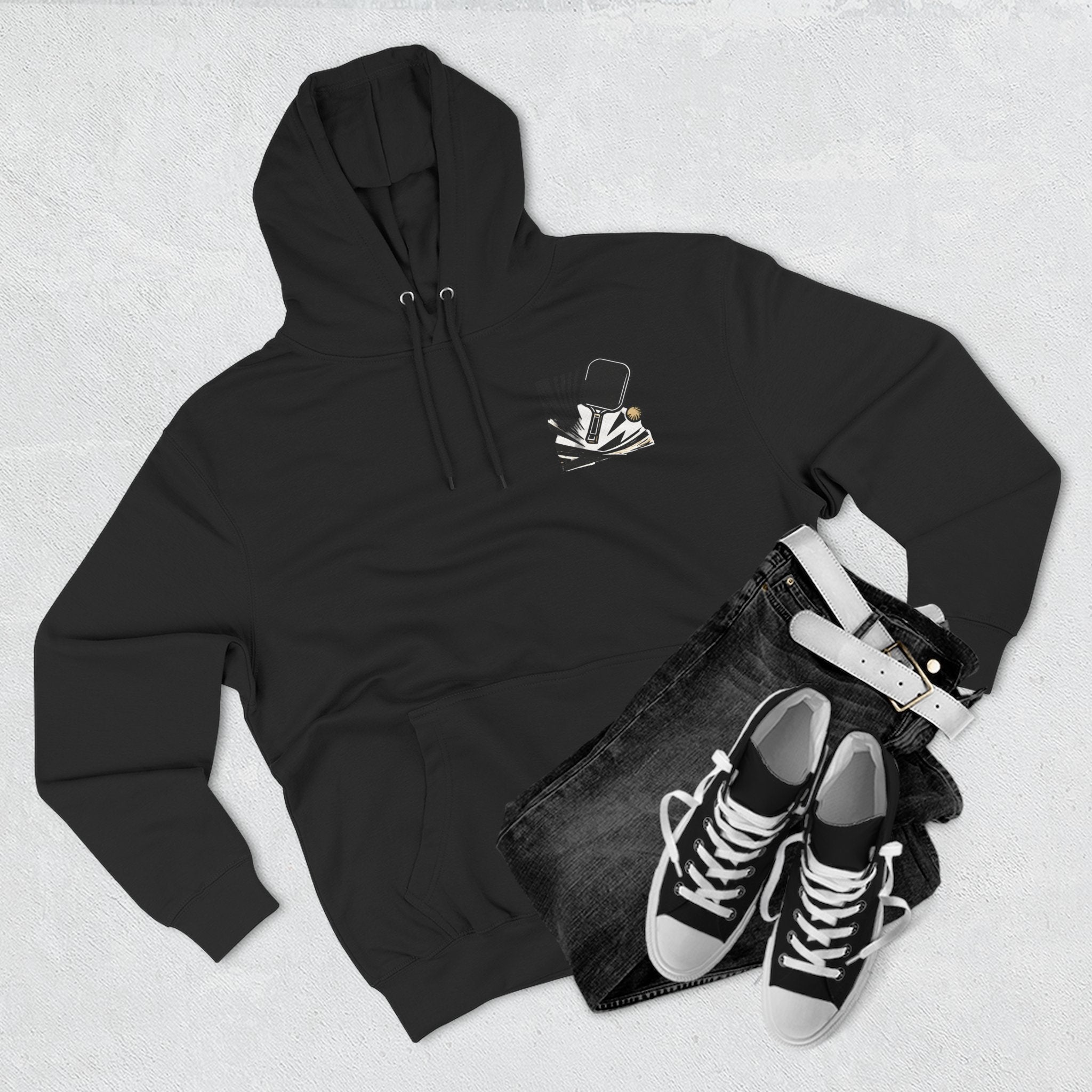 Pickleball Player Block Print Hoodie | Retro Sports Graphic