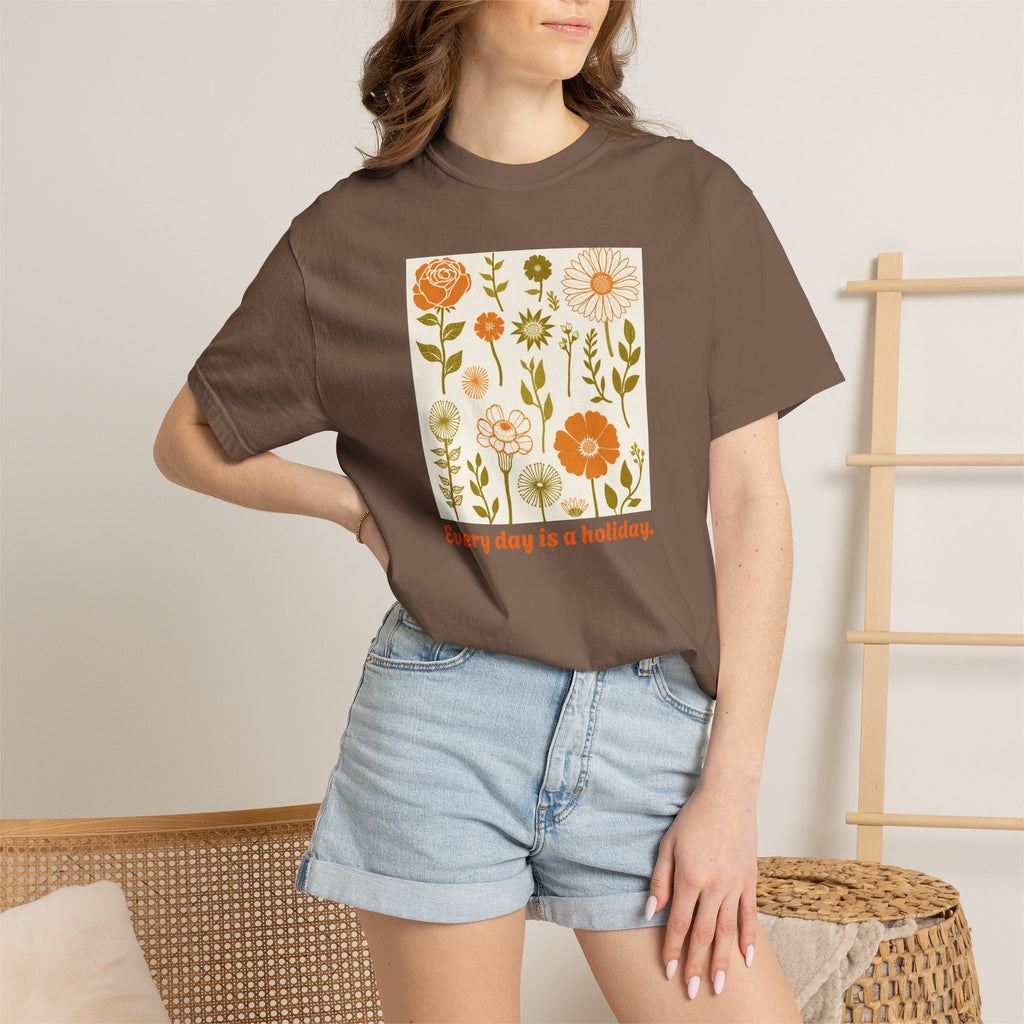 Floral "Every Day Is a Holiday" T-Shirt