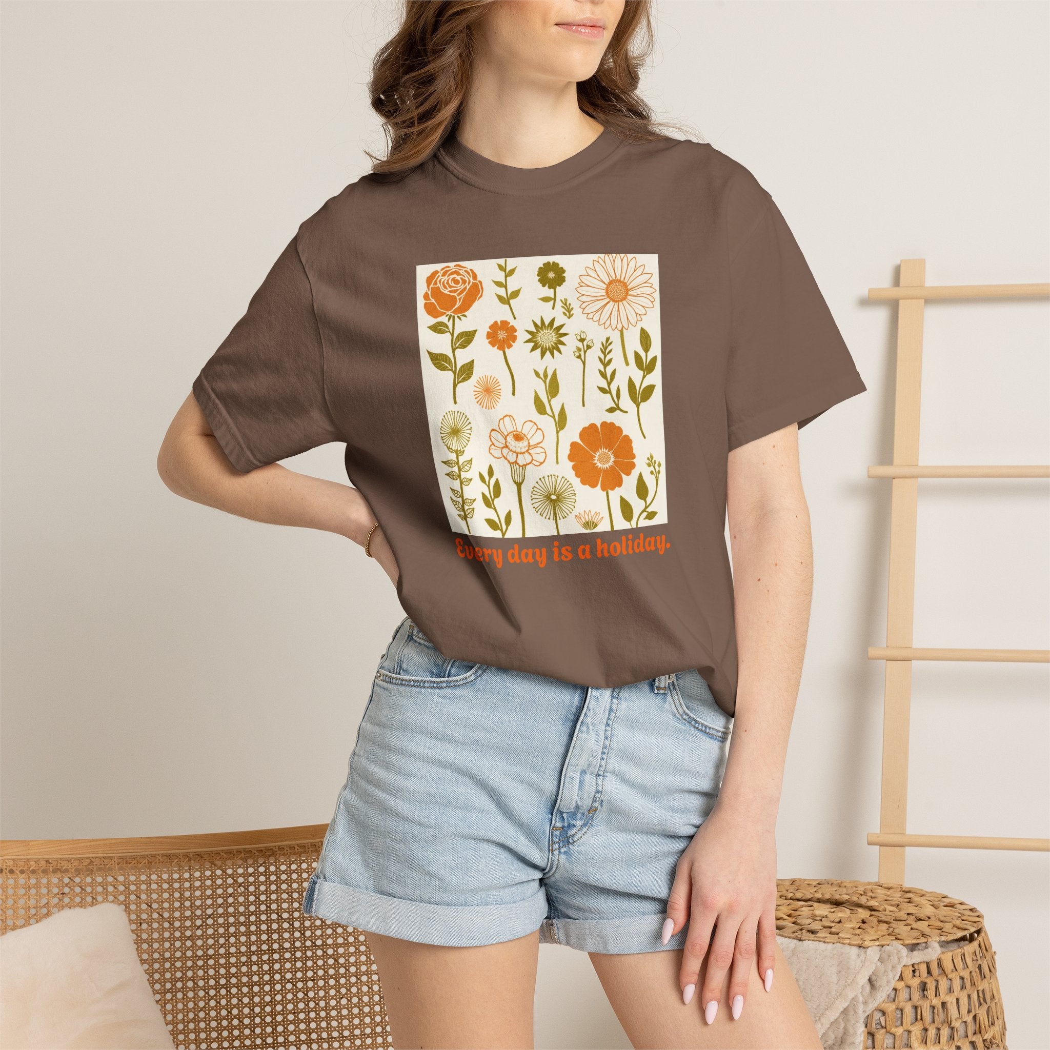 Floral "Every Day Is a Holiday" T-Shirt