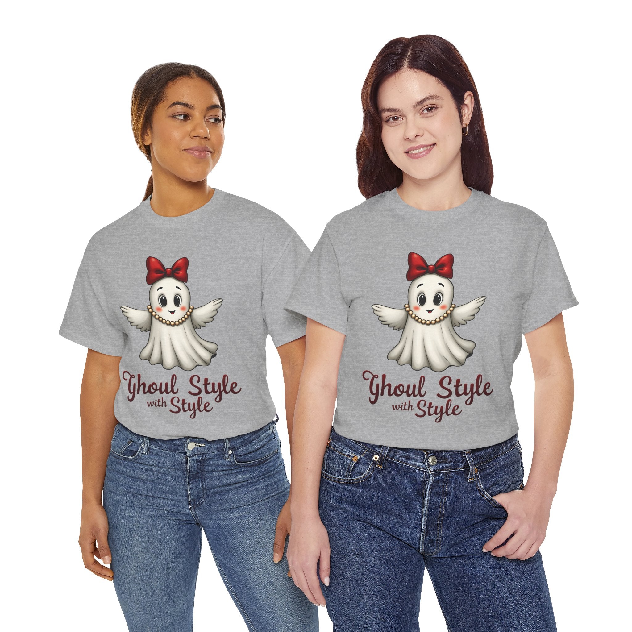 Ghoul Style Ghost Tee | Cute Ghost with Red Bow Halloween Shirt