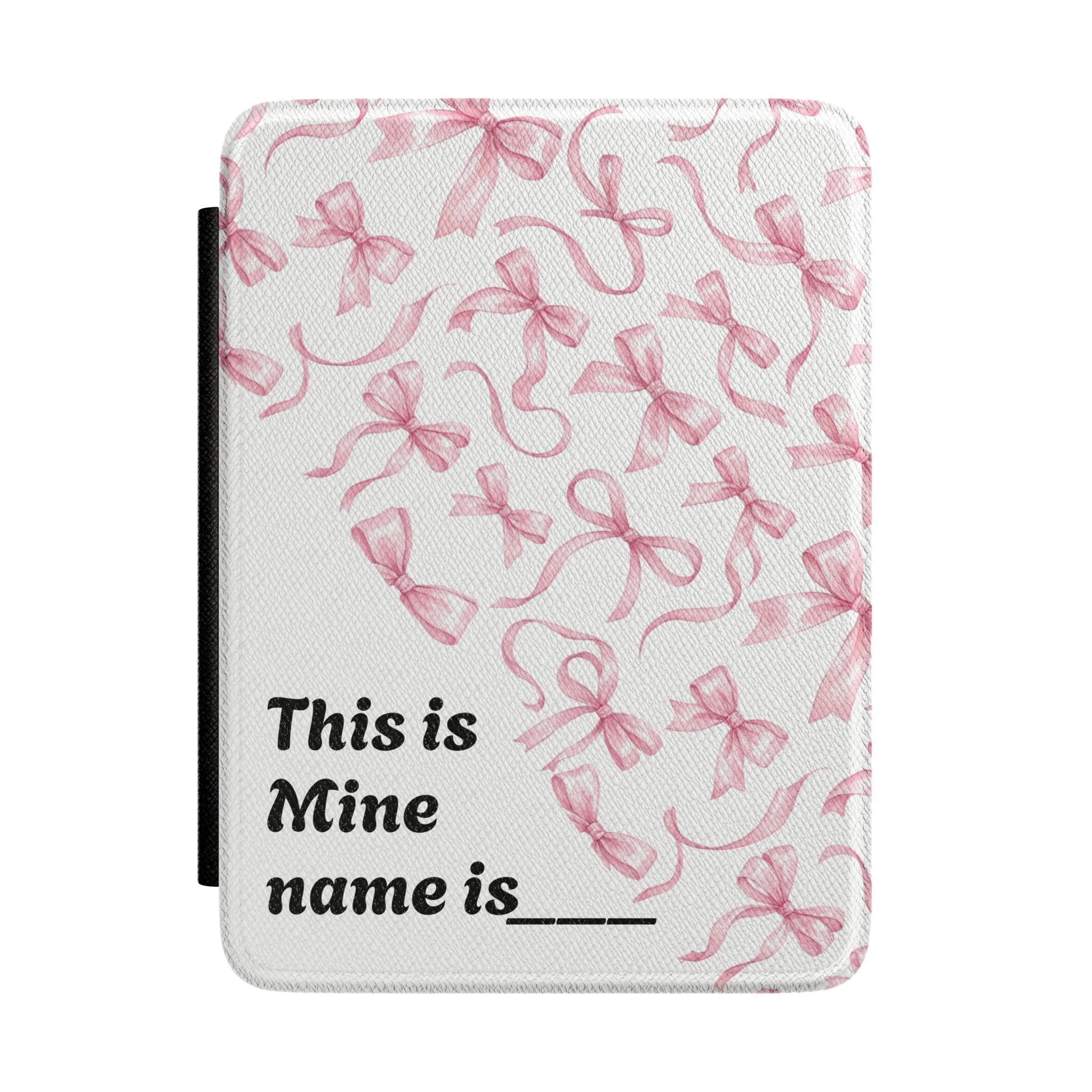 Pink Ribbon Pattern Kindle Case — Feminine Floral Bow E-Reader Cover