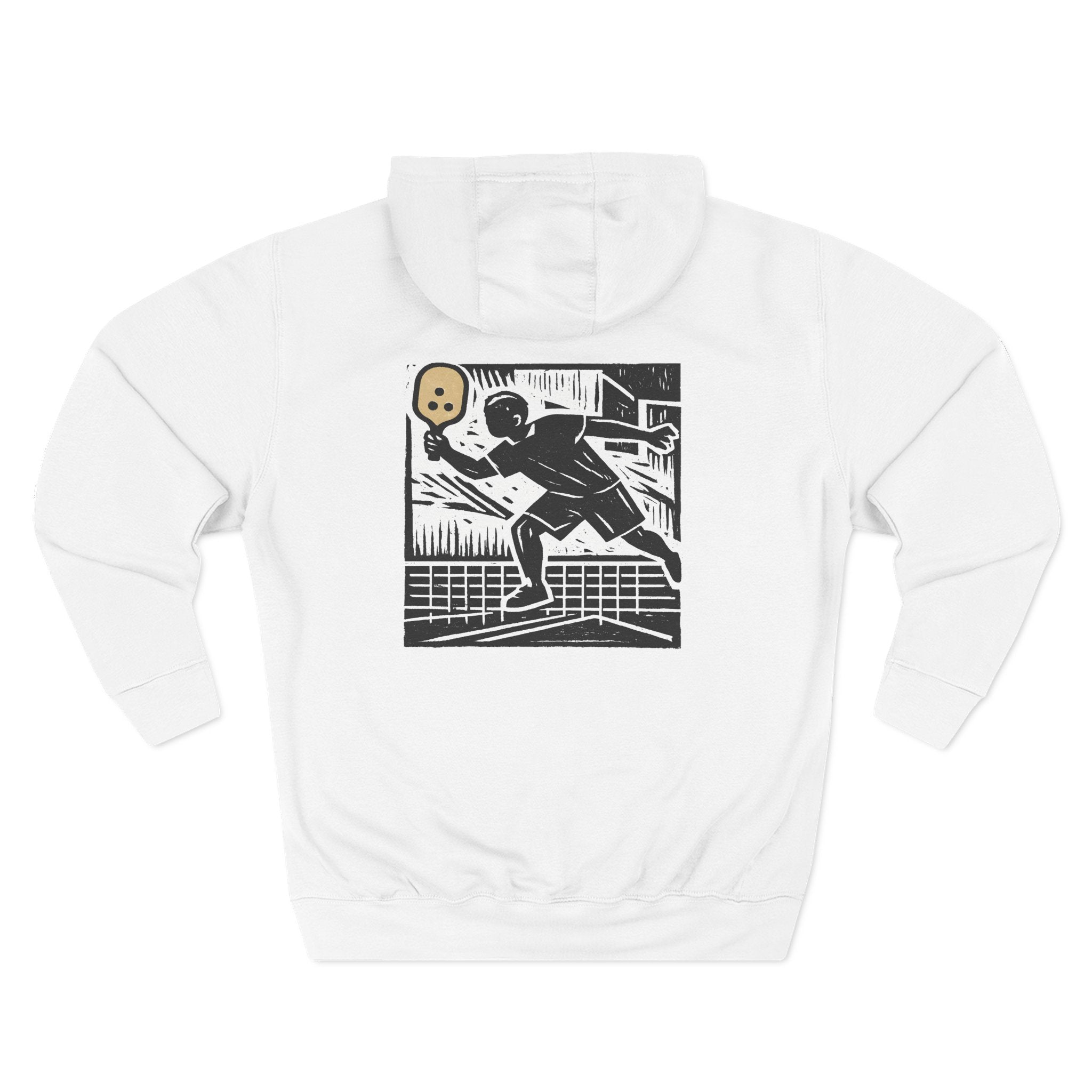 Pickleball Player Block Print Hoodie | Retro Sports Graphic