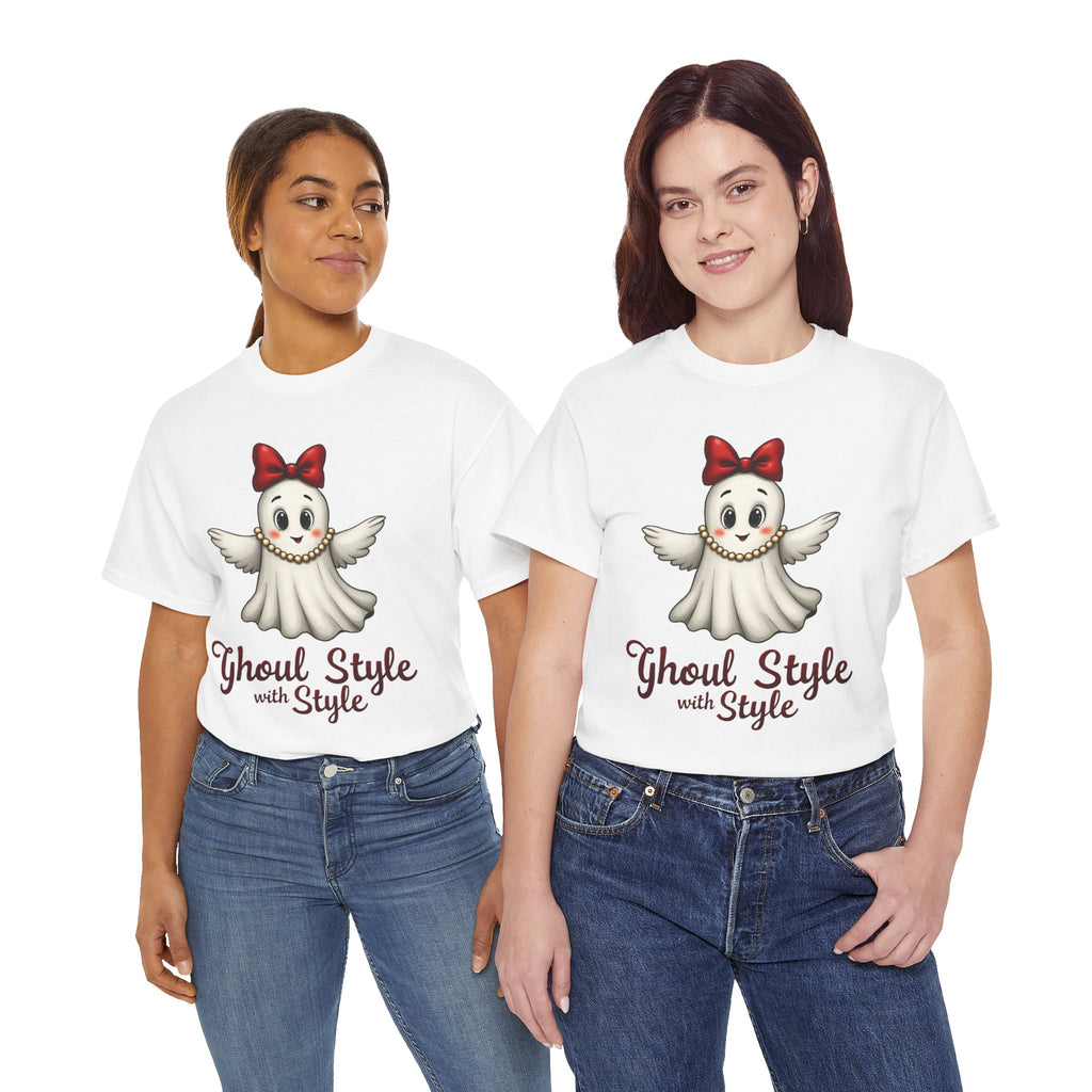 Ghoul Style Ghost Tee | Cute Ghost with Red Bow Halloween Shirt