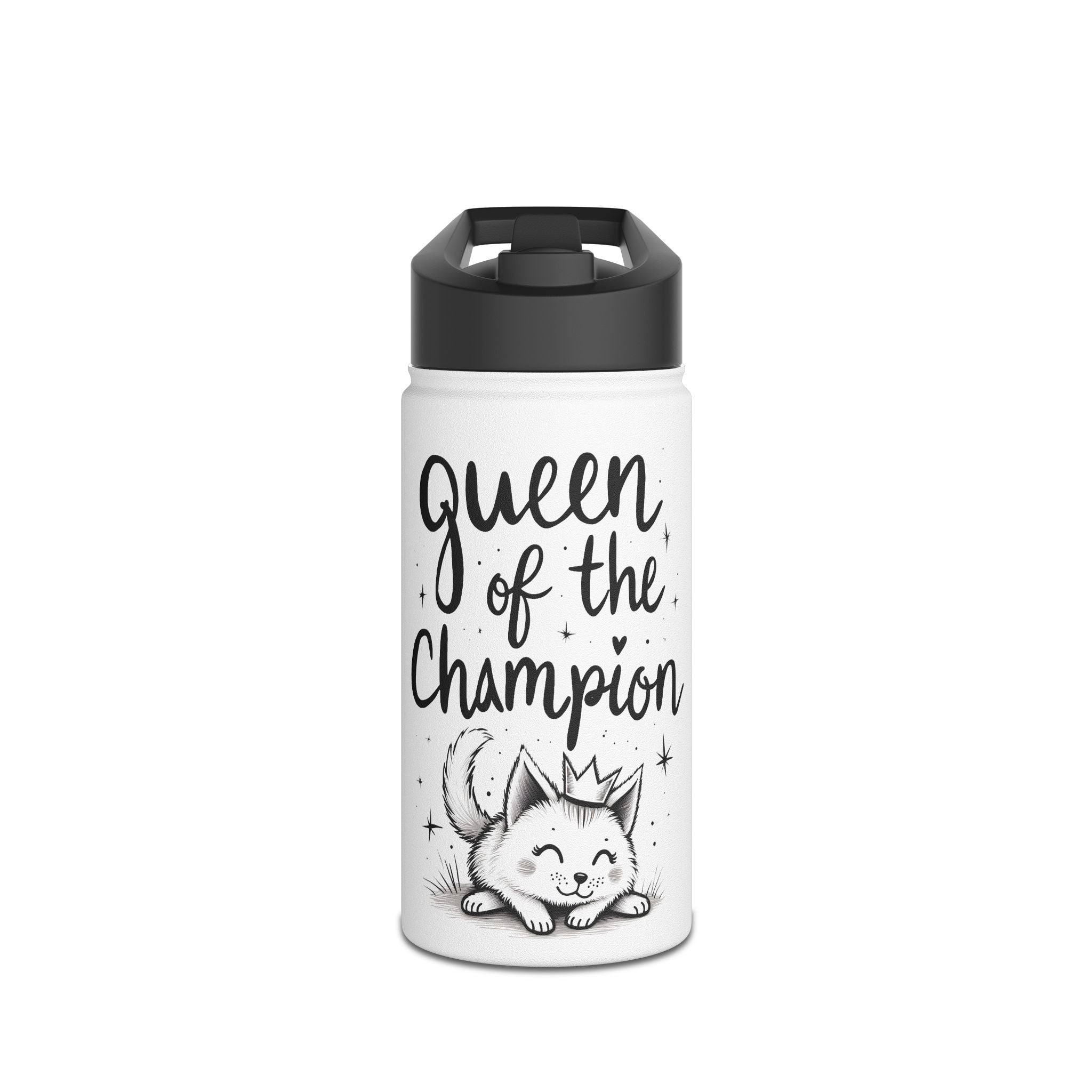 Queen of the Champion water bottle | stainless steel tumbler, cute cat crown design