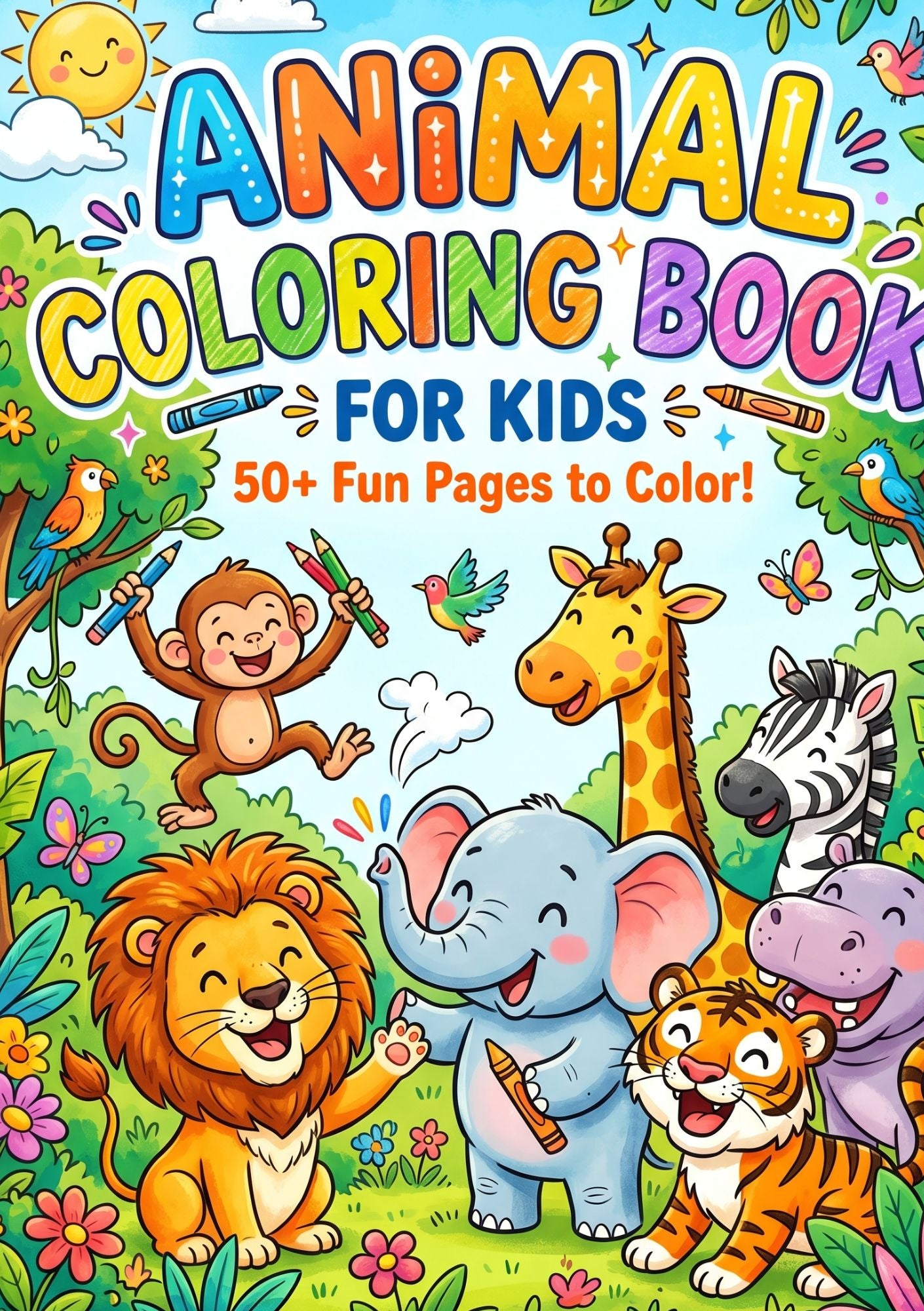 Amimal Coloring book for kid : 50 Fun page color E-book