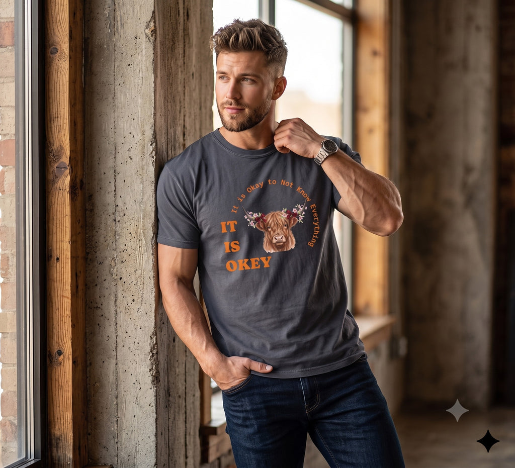 Floral Highland Cow T-shirt | Highland Cattle Face with Flower Crown