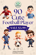 90 Football player Clipart PNG (Digital Download)